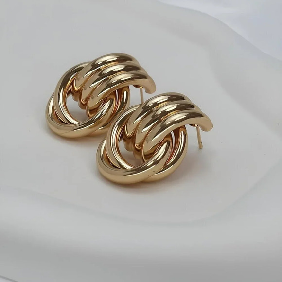 ❤️Women Chunky Gold Earrings Stud Geometric Dangle Drop Earrings  for Women - Picture 7 of 7